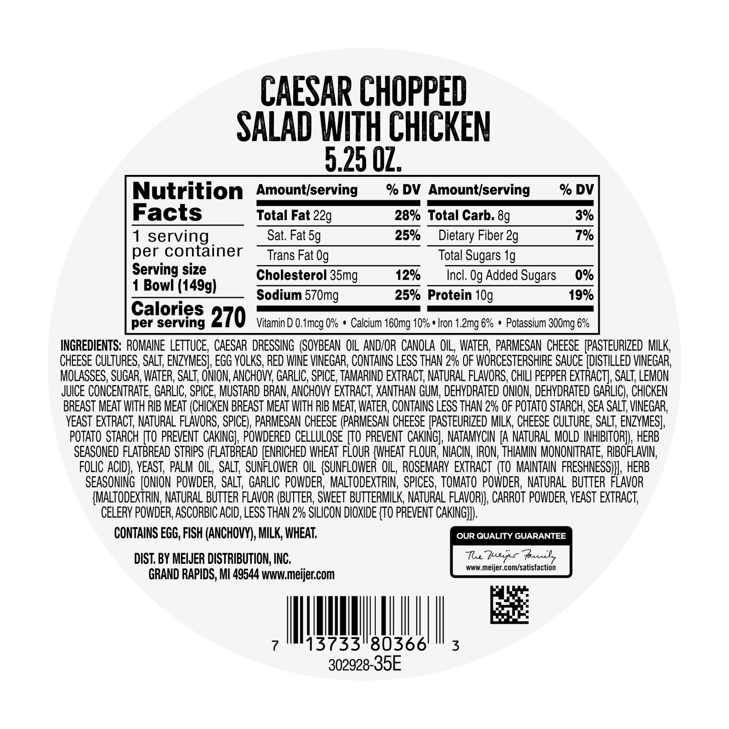 slide 2 of 3, Fresh From Meijer Chopped Caesar Salad Bowl 5.25 oz, 5.25 oz