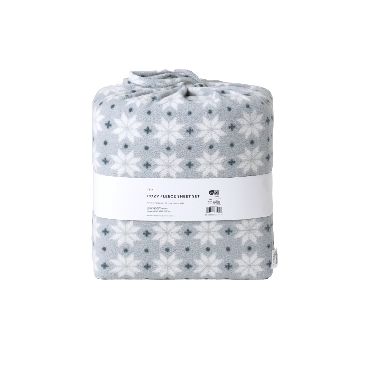 slide 3 of 4, HAVENSTAY HS Fleece Sheet TW Nordic Snowflake, Twin Size