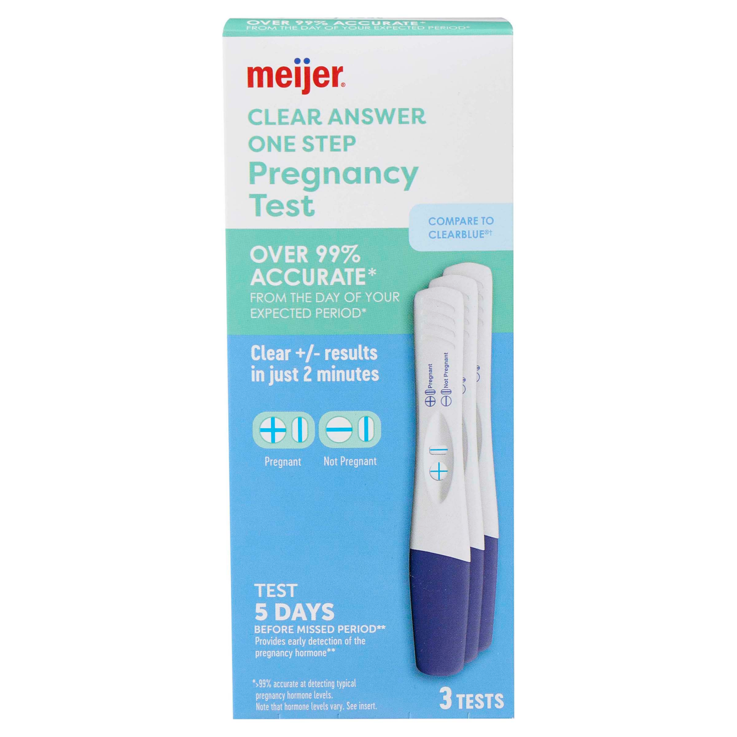 slide 1 of 4, Meijer Clear Answer Pregnancy Test, 3 ct
