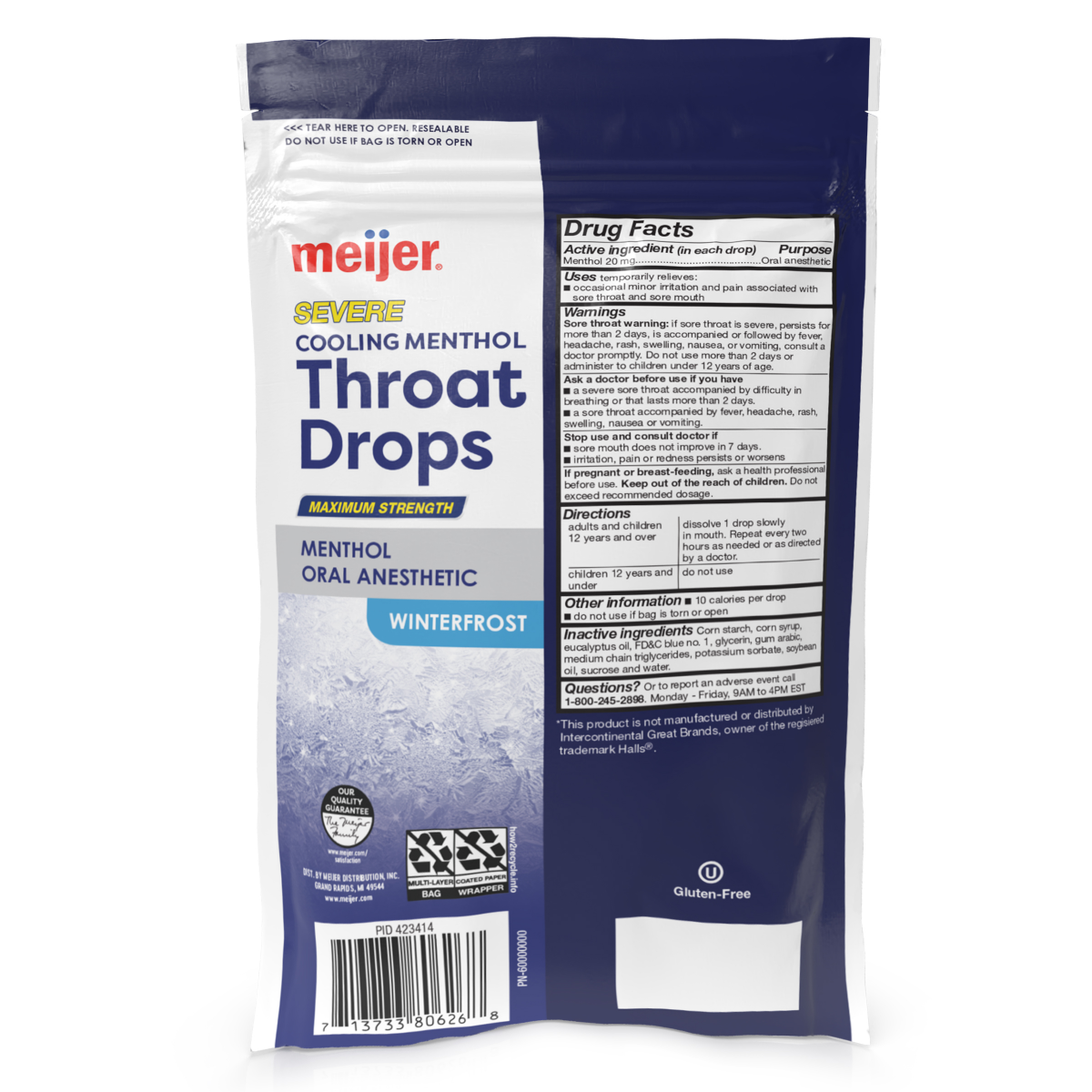 slide 2 of 2, Meijer Severe Throat Drops Winterfrost 45ct, 45 ct