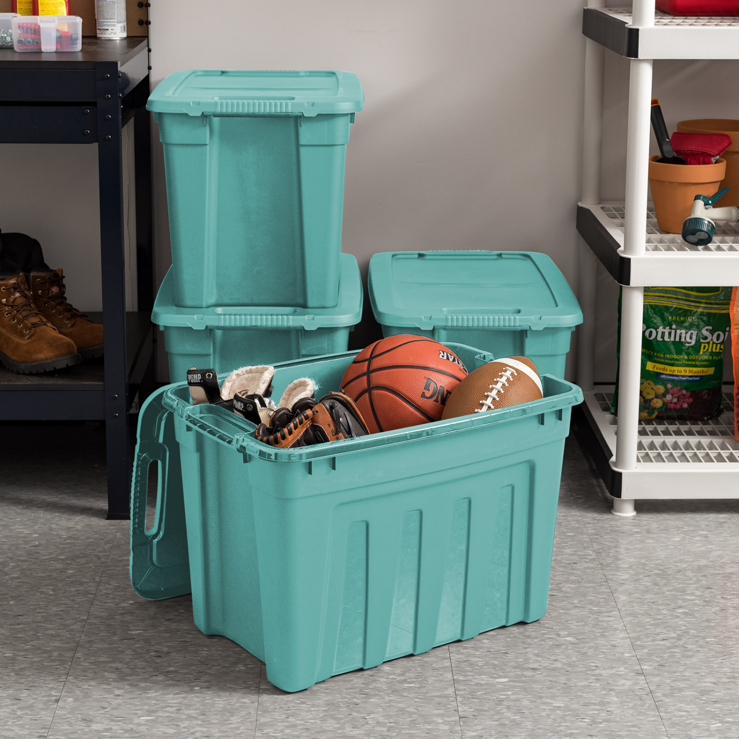 slide 3 of 7, Havenstay Hs Non Latching Utility Tote 20 Gal Teal, 20 gal