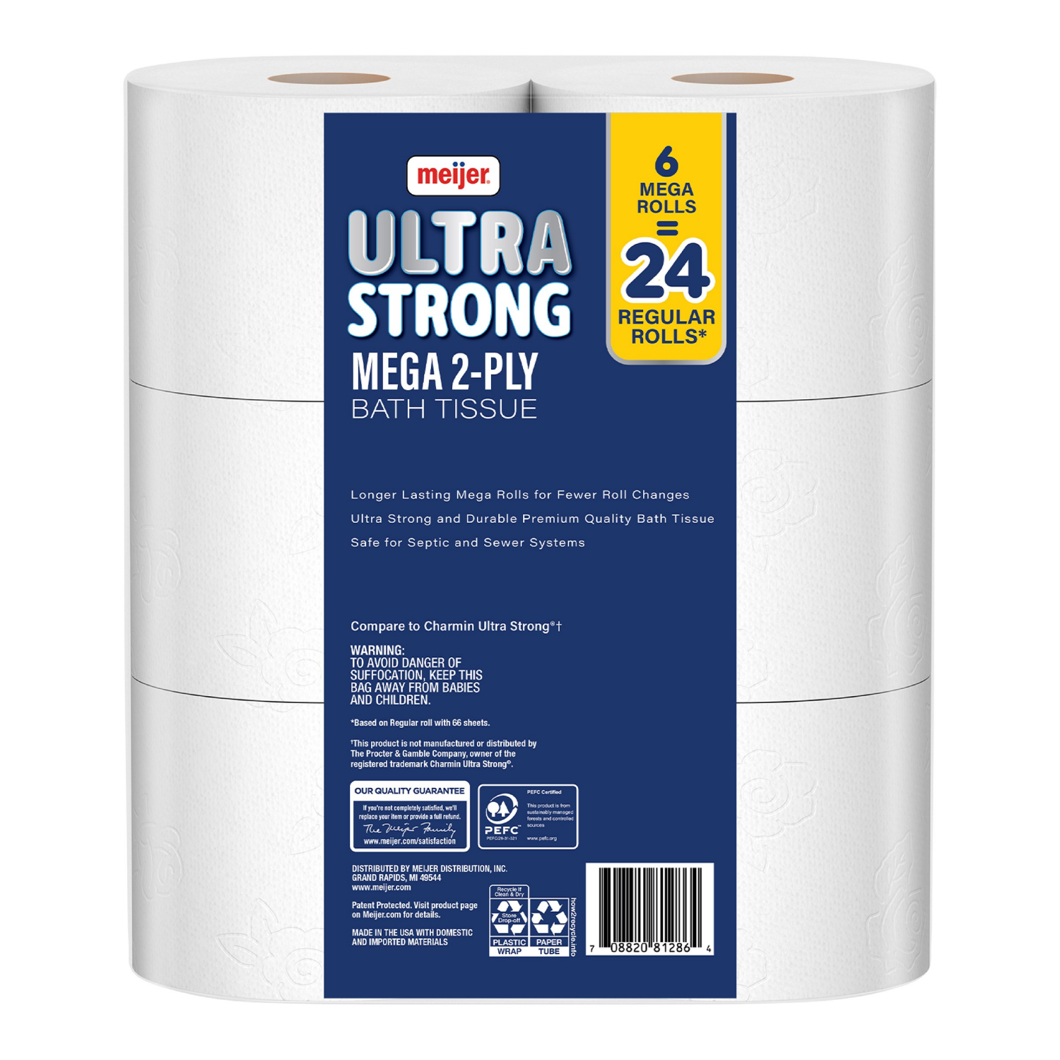 slide 2 of 8, Meijer Ultra Strong Mega Roll Bath Tissue, 6 ct