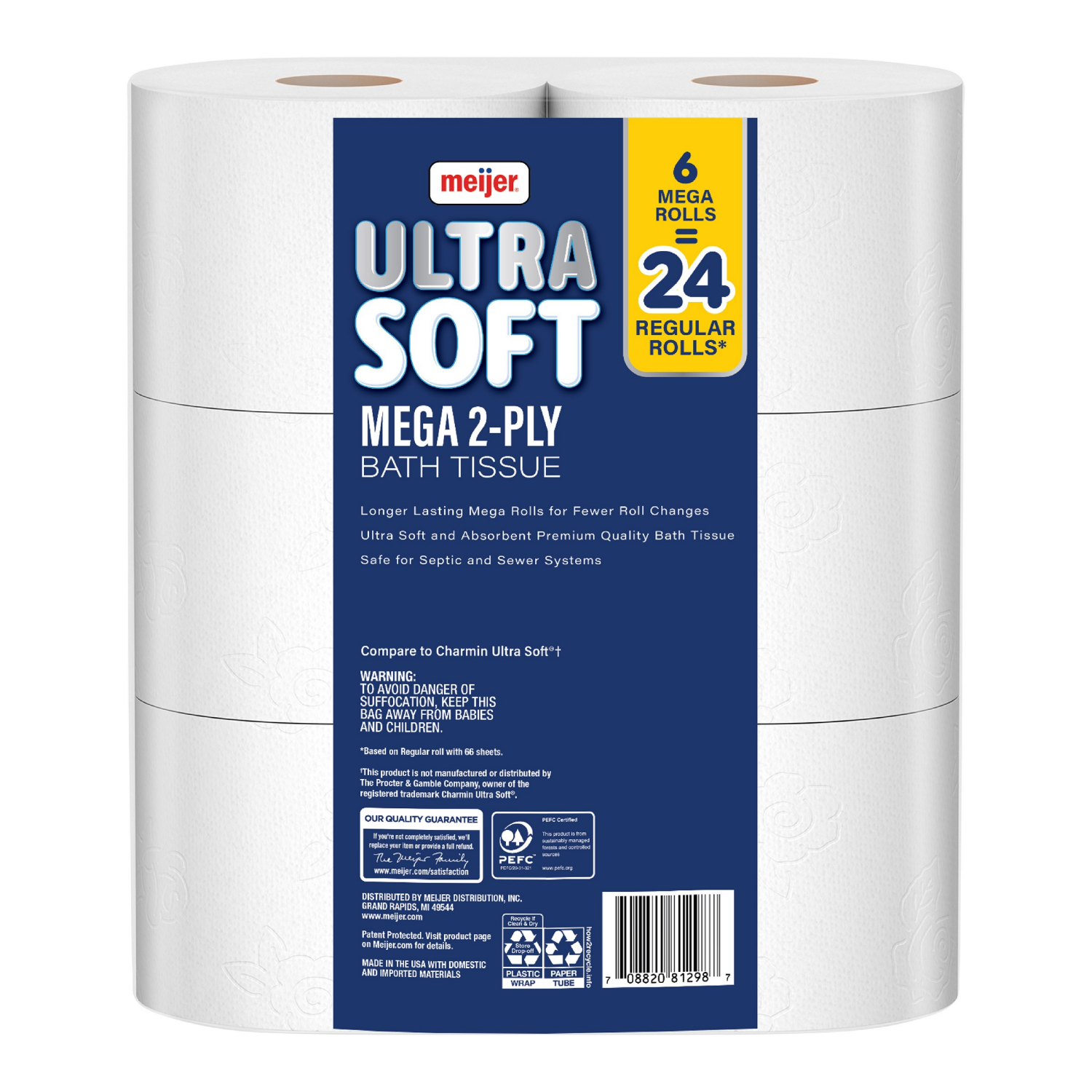 slide 2 of 8, Meijer Ultra Soft Bath Tissue, 6 Mega Rolls, 6 ct