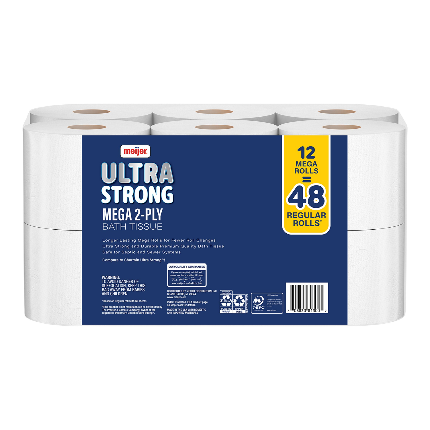 slide 2 of 8, Meijer Ultra Strong Mega Rolls Bath Tissue, 12 ct