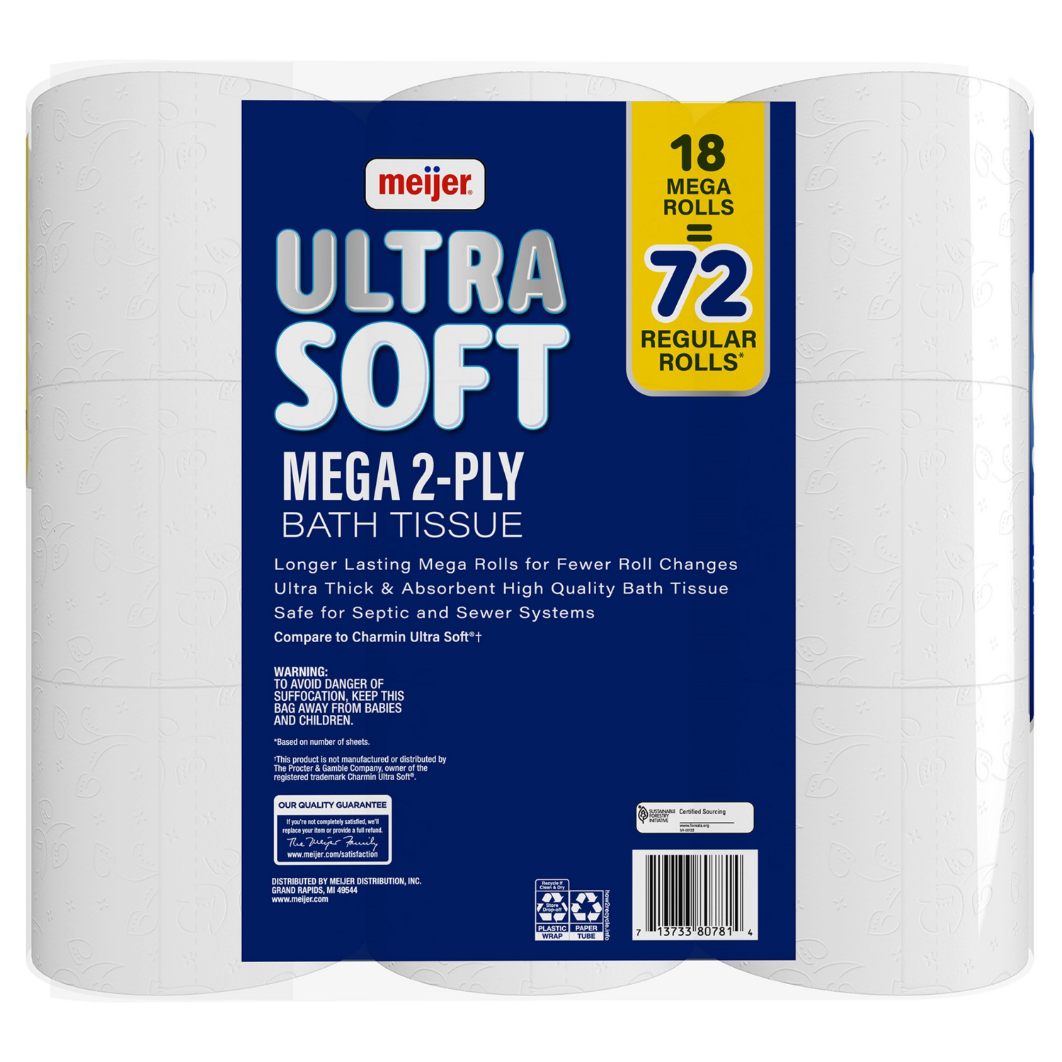 slide 2 of 8, Meijer Ultra Soft Bath Tissue, 18 Mega Rolls, 18 ct