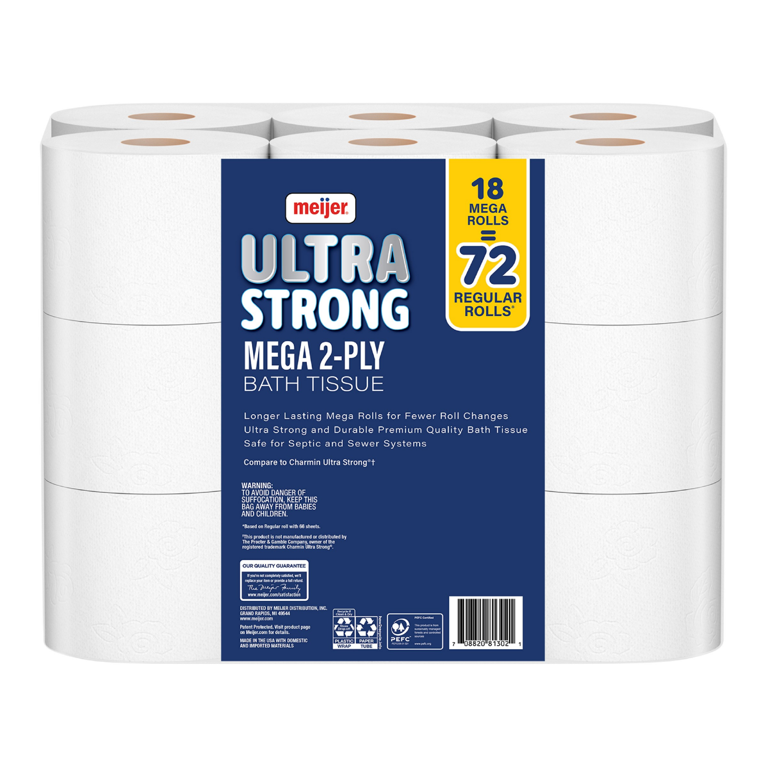 slide 2 of 8, Meijer Ultra Strong Mega Rolls Bath Tissue, 18 ct