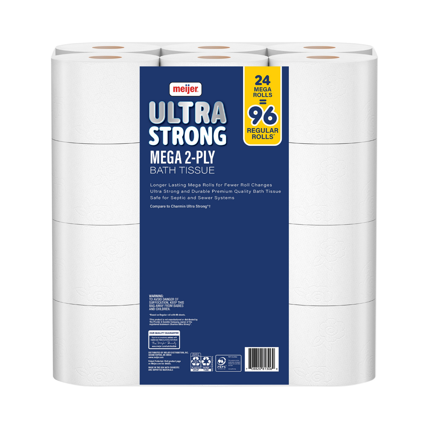 slide 2 of 8, Meijer Ultra Strong Bath Tissue, 24 Mega Rolls, 24 ct