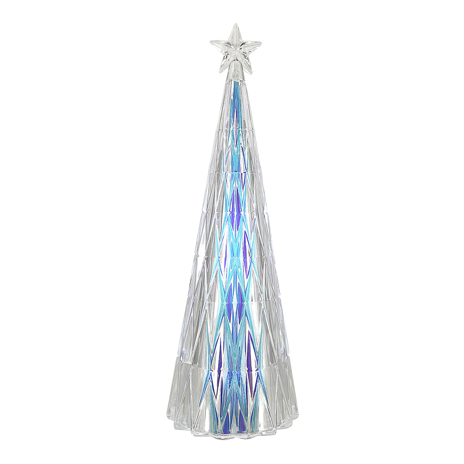 slide 1 of 2, December Home Light Up Iridescent Tree 14 Inches, 14 in