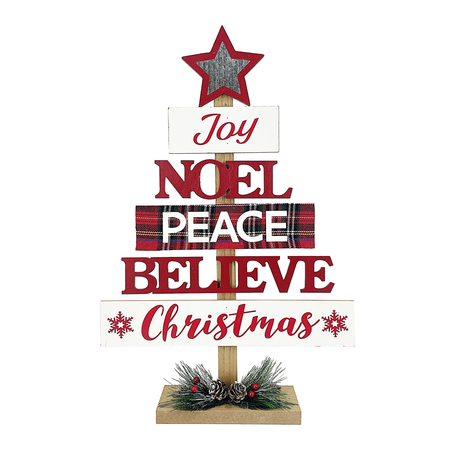 slide 1 of 2, December Home Pallet Tree With Sentiment Tabletop Sign, 18.31 in