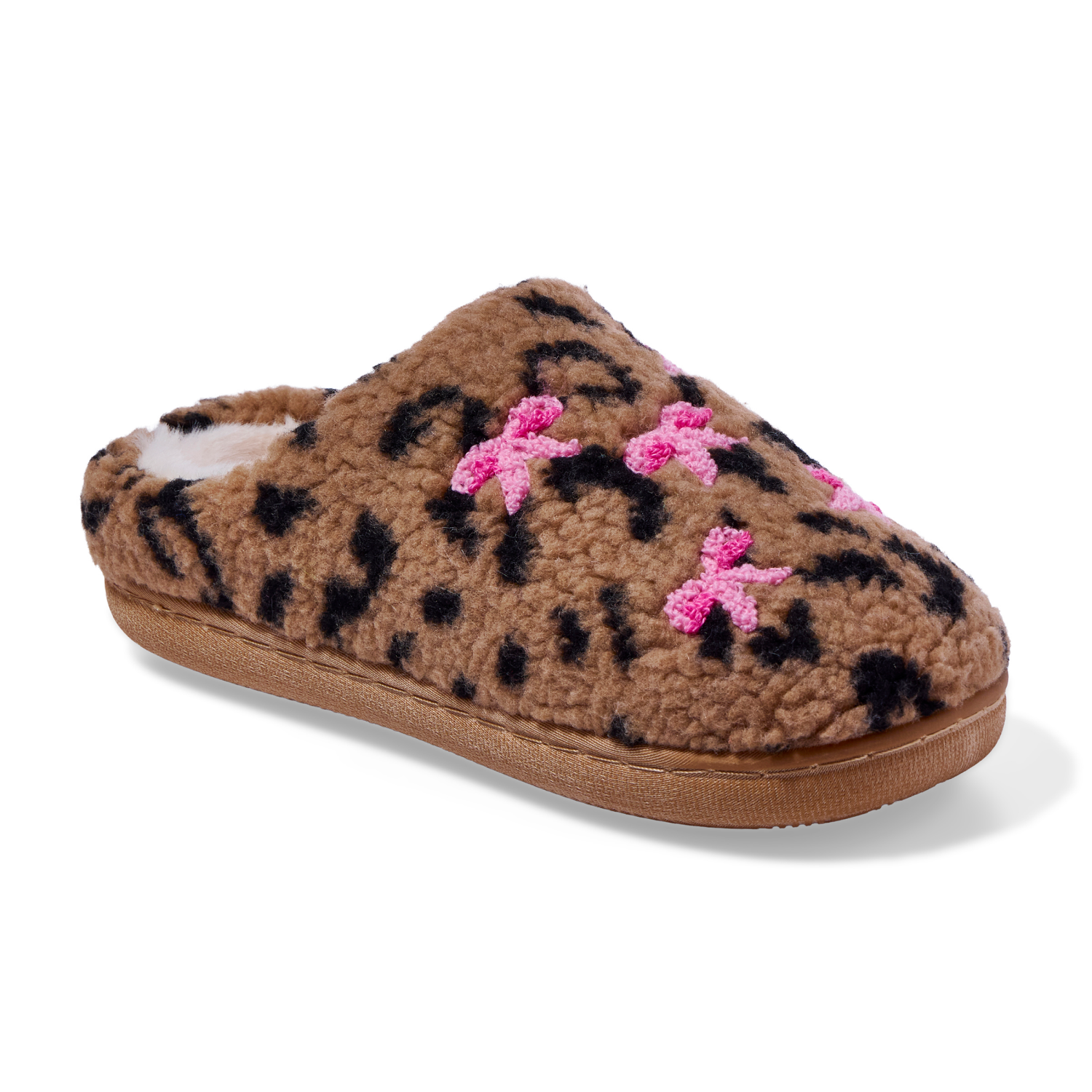 slide 1 of 6, Falls Creek Girl Scuff Leopard. Brown. Size XL, XL