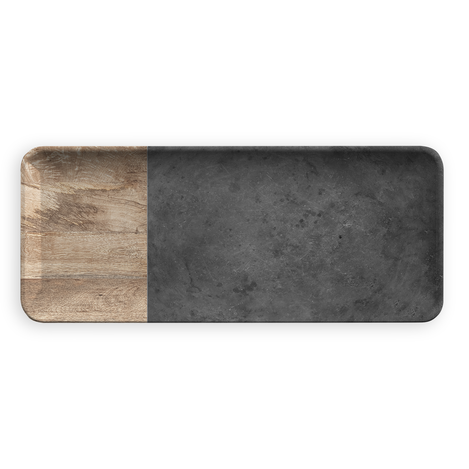 slide 1 of 1, ROOM & RETREAT RR MELAMINE LONG RECT TRAY FAUX WOOD STONE, 1 ct