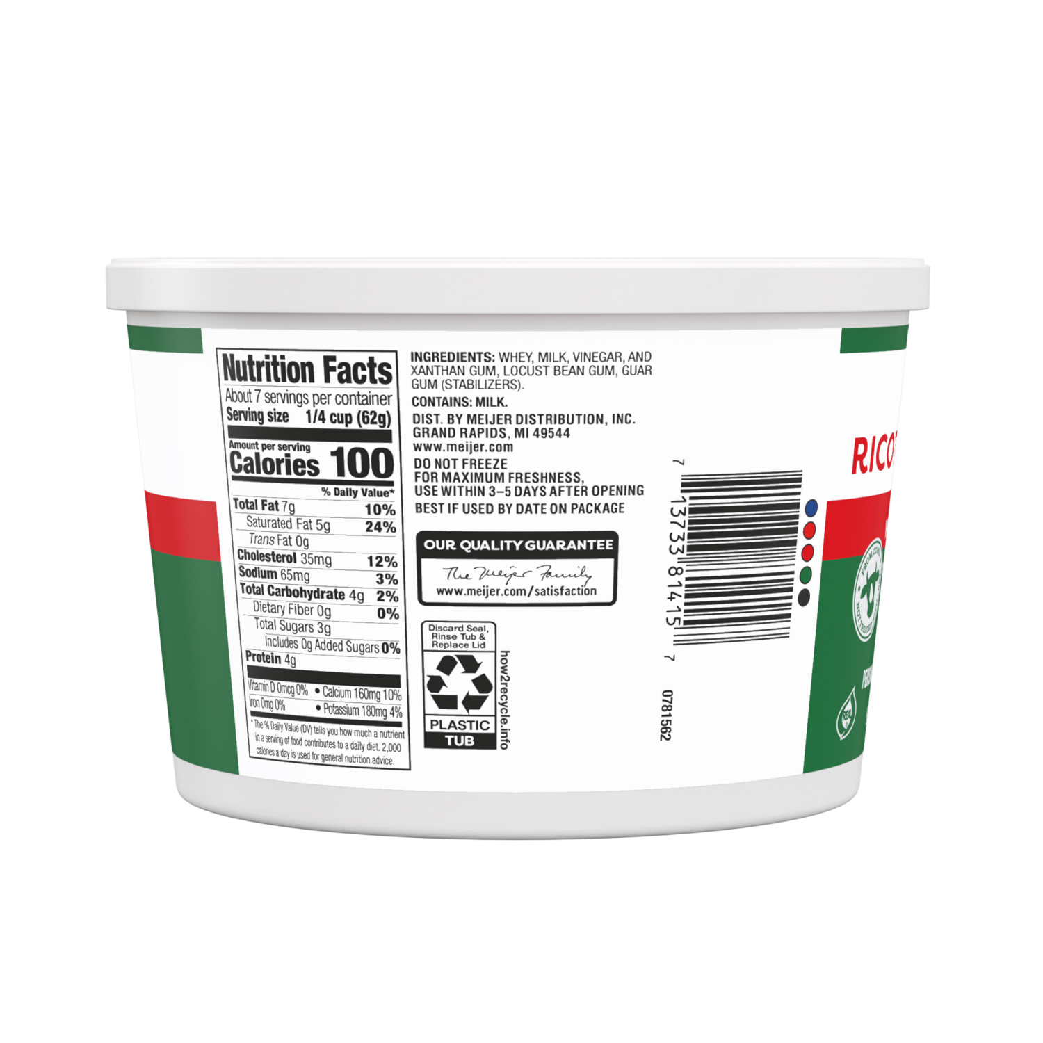 slide 2 of 5, MEIJER RICOTTA CHEESE WHOLE MILK 15 OZ, 15 oz