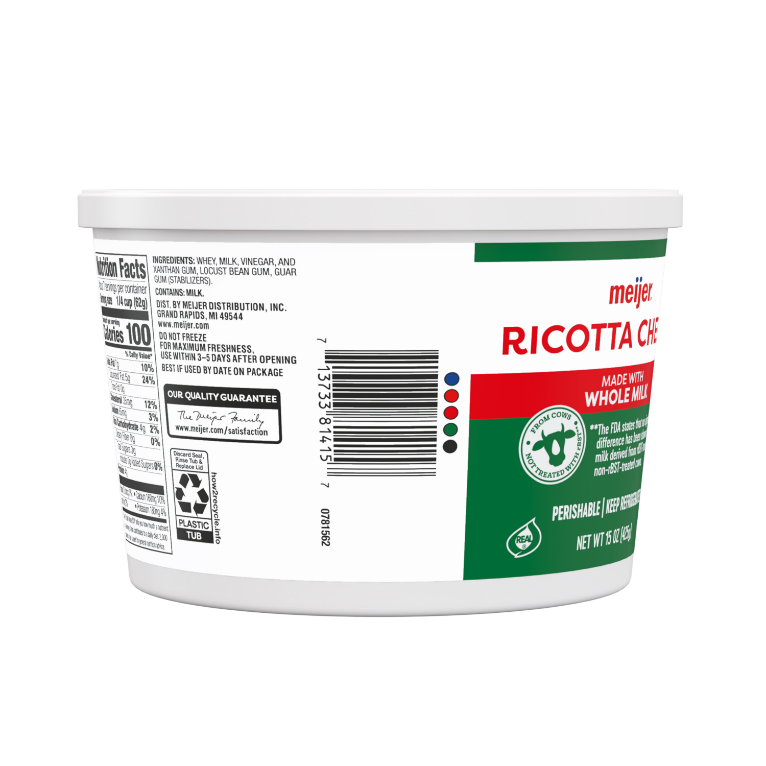 slide 3 of 5, MEIJER RICOTTA CHEESE WHOLE MILK 15 OZ, 15 oz