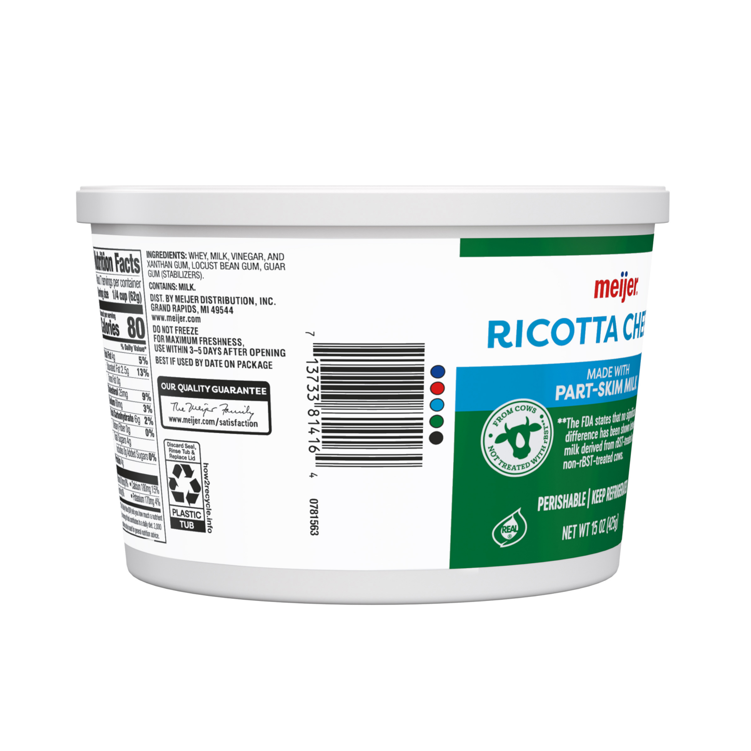 slide 3 of 5, MEIJER RICOTTA CHEESE PART SKIM 15 OZ, 15 oz