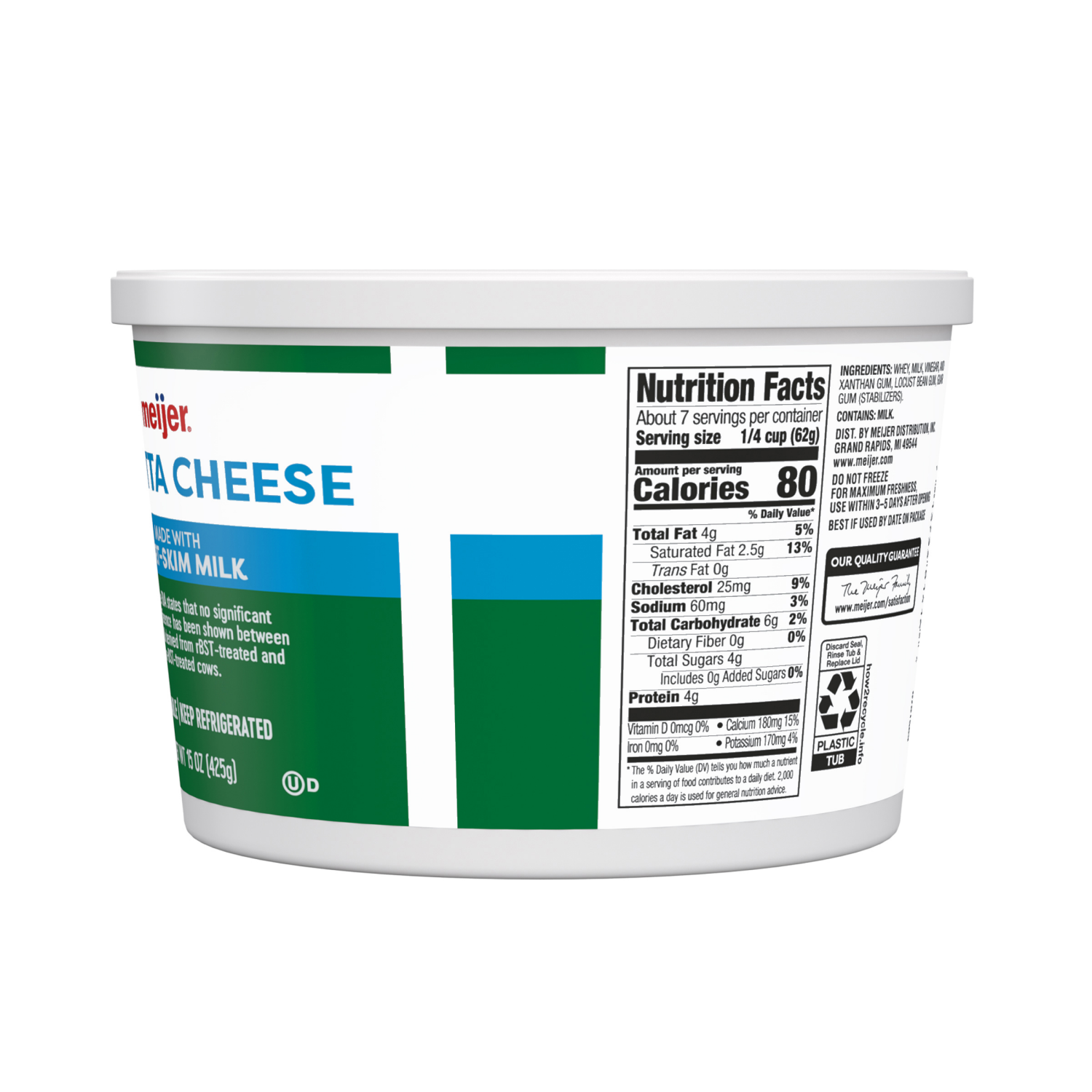 slide 4 of 5, MEIJER RICOTTA CHEESE PART SKIM 15 OZ, 15 oz