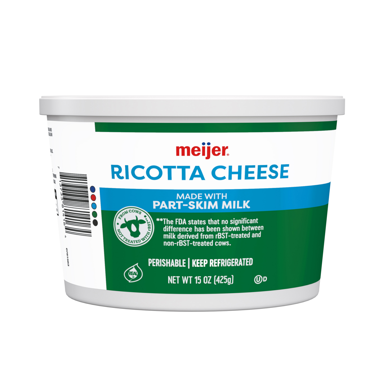 slide 1 of 5, MEIJER RICOTTA CHEESE PART SKIM 15 OZ, 15 oz