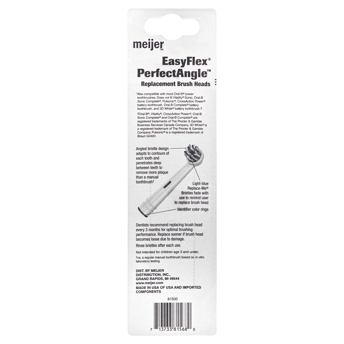 slide 2 of 2, Meijer EasyFlex PerfectAngle Replacement Brush Heads, 3 ct