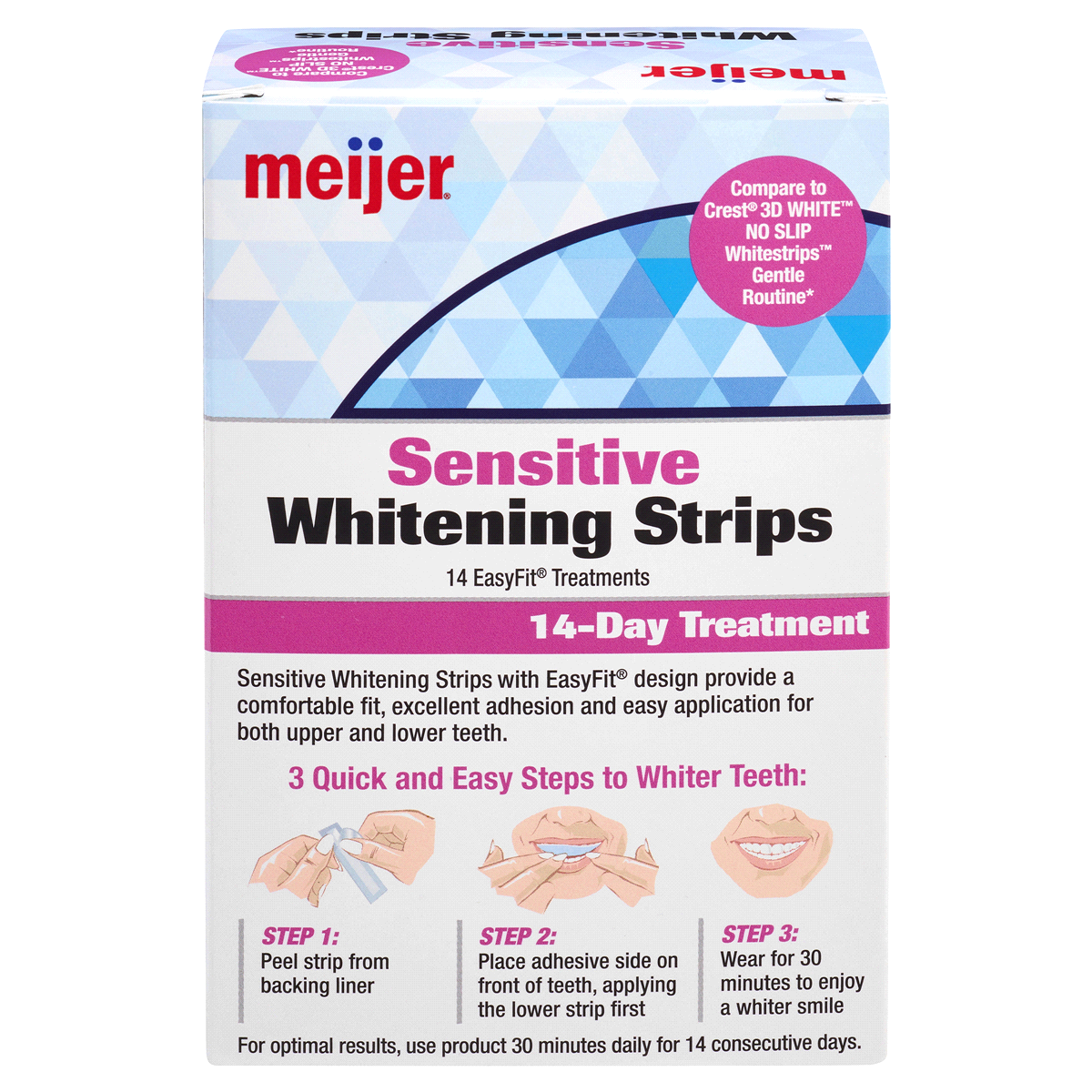 slide 4 of 4, Meijer Sensitive Whitening Strips, 14 Day Treatment, 28 Strips, 1 ct