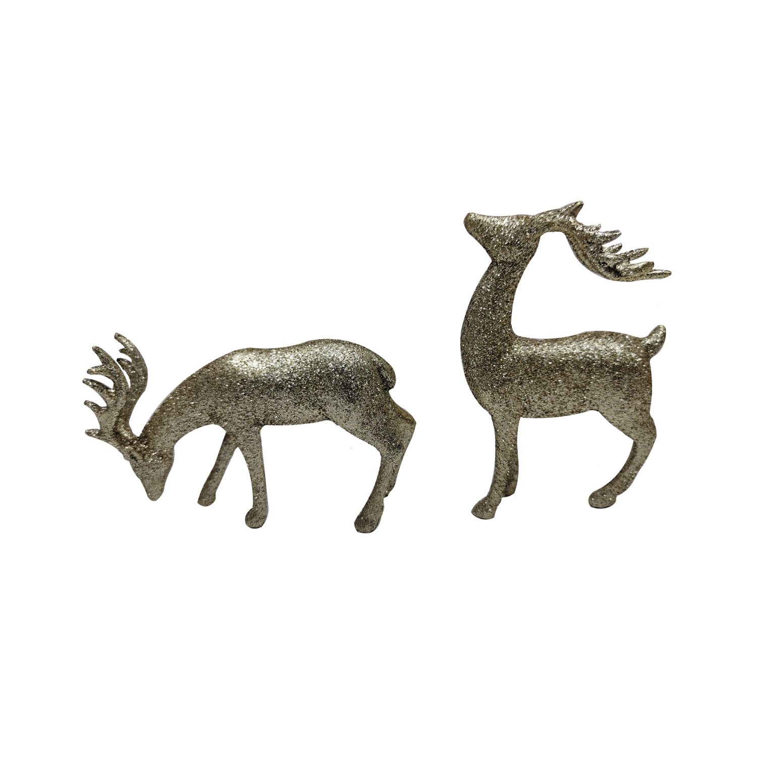 slide 4 of 4, Meijer December Home Resin Golden Glitter Deer Decor, 2 Assorted, 5.5 in