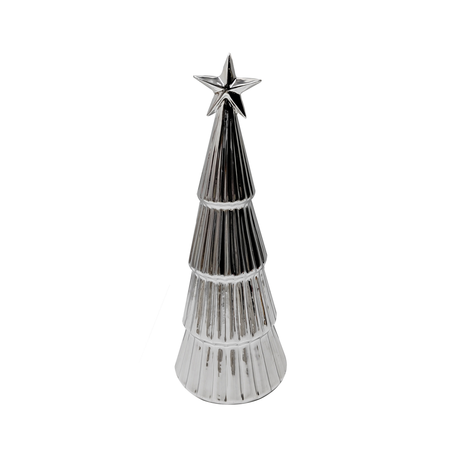 slide 1 of 2, December Home Meijer Ceramic Large Silver Christmas Tree with Star Decor, 12 Inch, 12 in