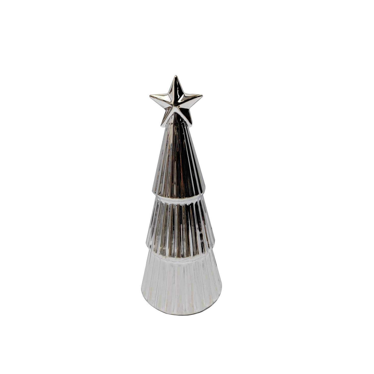 slide 1 of 2, December Home Meijer Ceramic Small Silver Christmas Tree with Star Decor, 8.875 Inch, 8.875 in