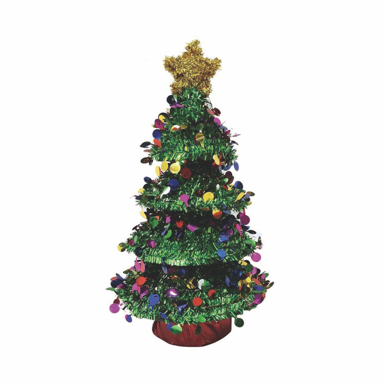 slide 1 of 1, December Home DH Tree Gold Star Red PVC Base 16", 16.25 in