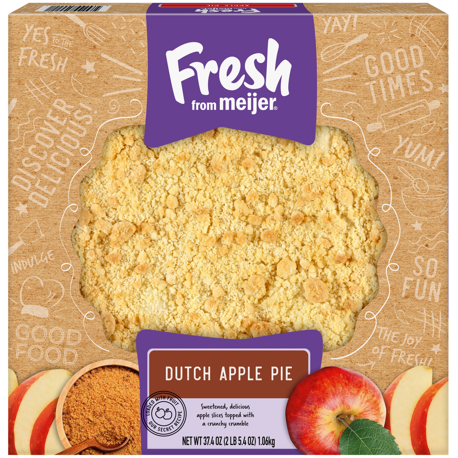 slide 1 of 2, Fresh from Meijer 10" Dutch Apple Pie, 37.4oz, 37.4 oz