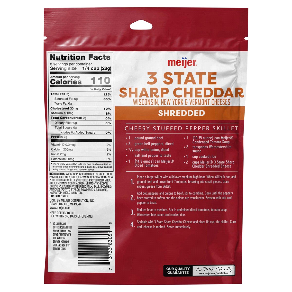 slide 2 of 2, Meijer Finely Shredded 3-State Cheddar Cheese - 8 oz, 8 oz