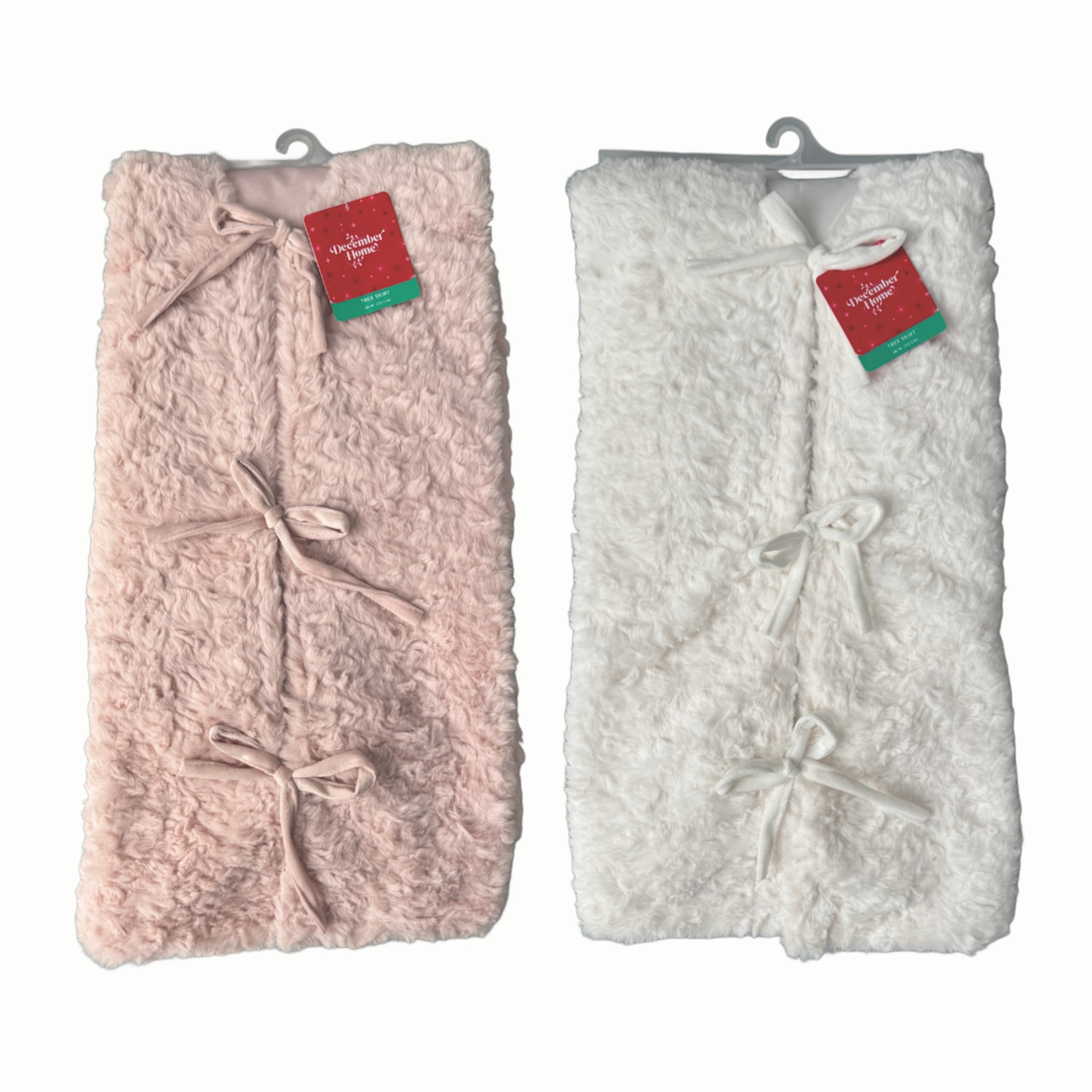 slide 2 of 4, December Home DH Plush Tree Skirt White / Blush 48 Inch 2 Assortment, 48 in