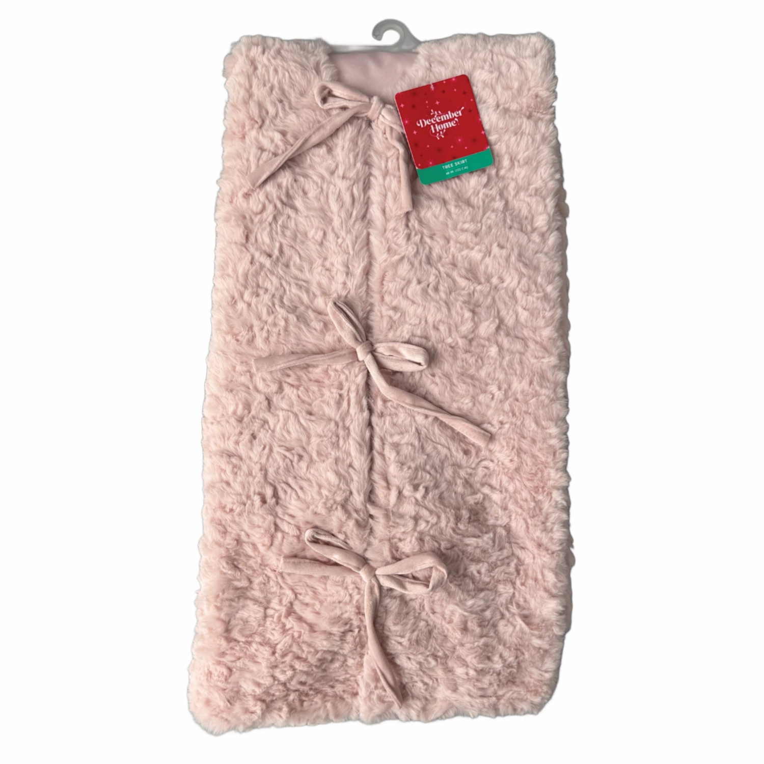 slide 4 of 4, December Home DH Plush Tree Skirt White / Blush 48 Inch 2 Assortment, 48 in