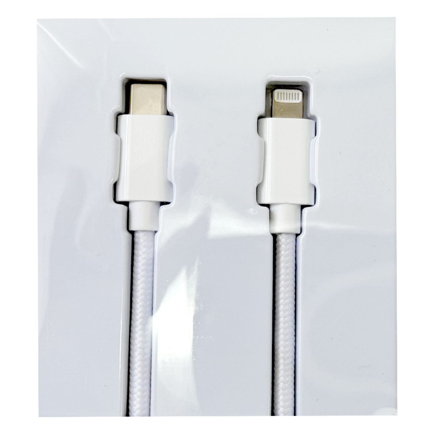 slide 6 of 6, Techcellent Lightning To USB-C Charge & Sync Braided Cable, 10ft WHITE, 10 ft