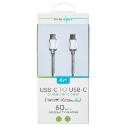 Techcellent USB-C to USB-C Charge & Sync PVC Cable, 4ft White