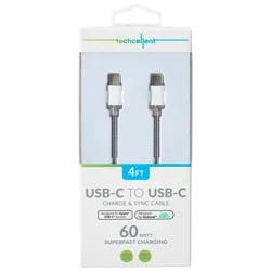 Techcellent USB-C to USB-C Charge & Sync PVC Cable, 4ft White