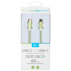 Techcellent USB-C to USB-C Charge & Sync Fabric Cable, 6ft mint