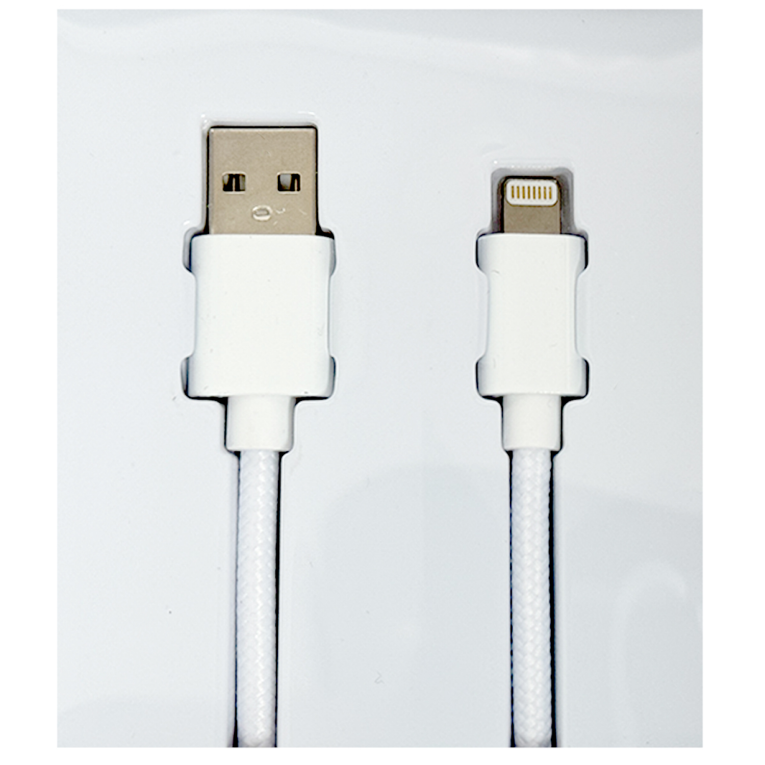 slide 5 of 5, Techcellent Lightning To USB-A Charge & Sync Braided Cable, 6ft white, 6 ft