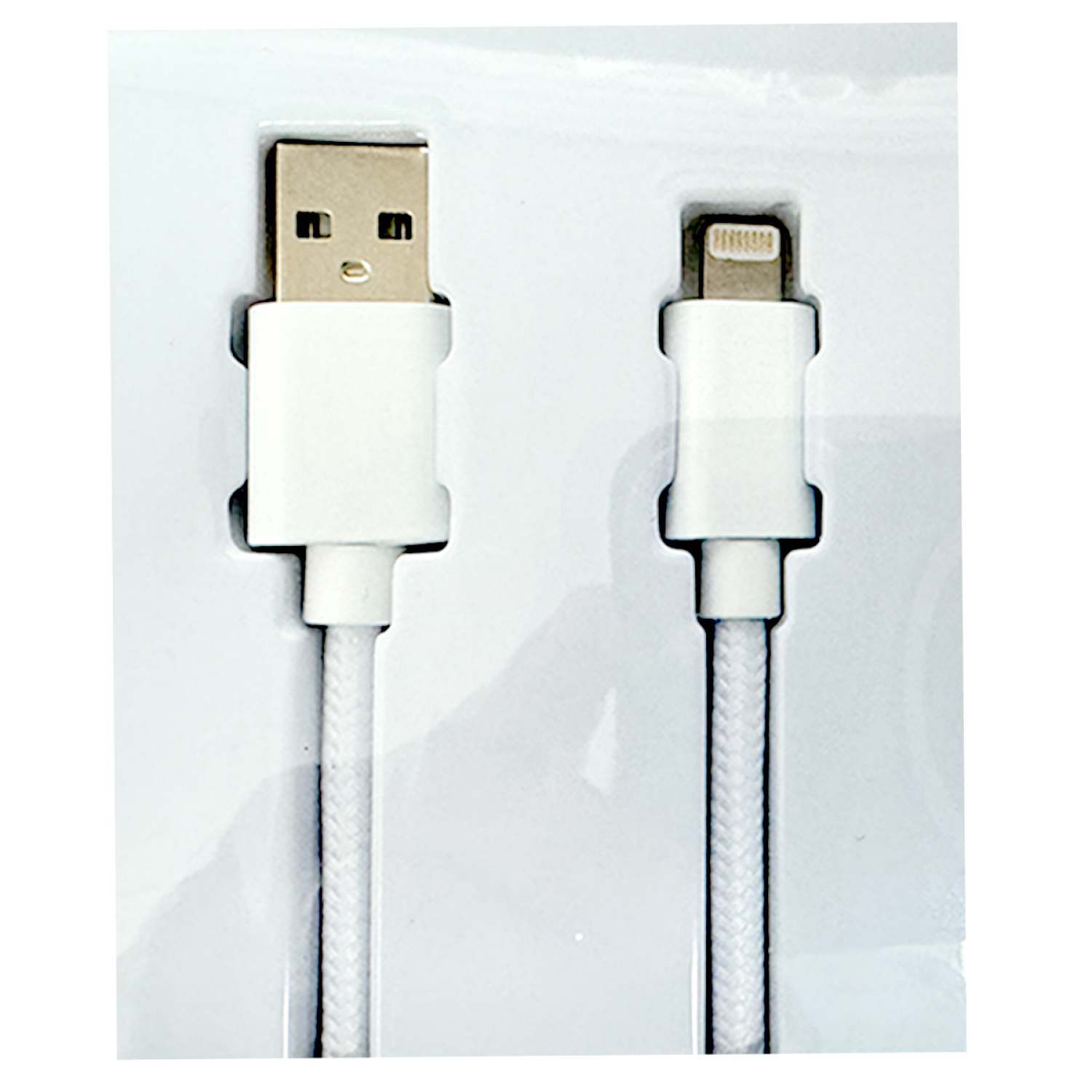 slide 5 of 5, Techcellent Lightning To USB-A Charge & Sync Braided Cable, 10ft white, 10 ft