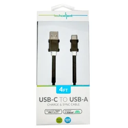 Techcellent USB-A To USB-C Charge & Sync PVC Cable , 4ft Black