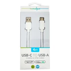 Techcellent USB-A To USB-C Charge & Sync PVC Cable , 4ft White