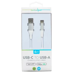Techcellent USB-A To USB-C Charge & Sync Braided Cable , 6ft White