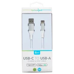Techcellent USB-A To USB-C Charge & Sync Braided Cable , 6ft White