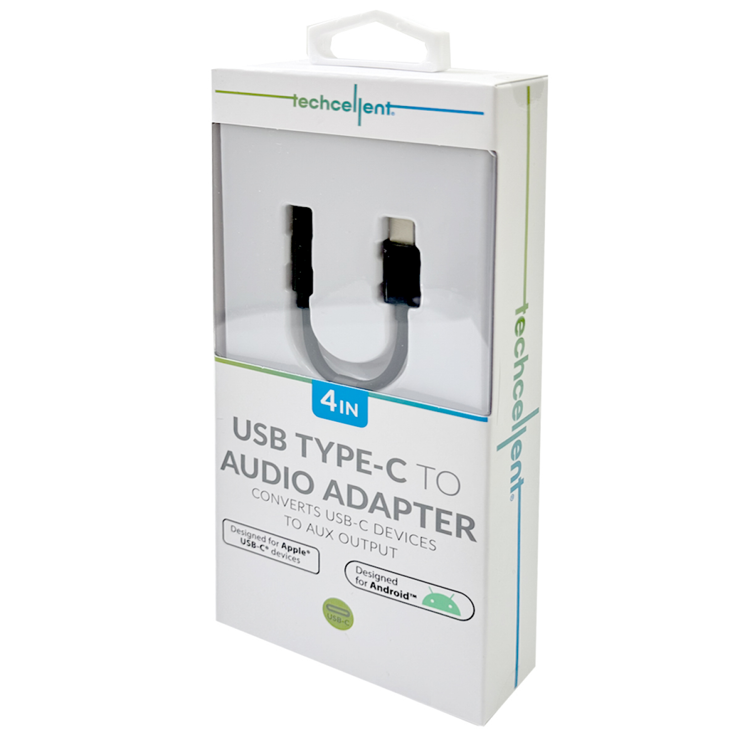 slide 4 of 5, Techcellent 4ft Type-C to AUX Cable, Black, 4 ft