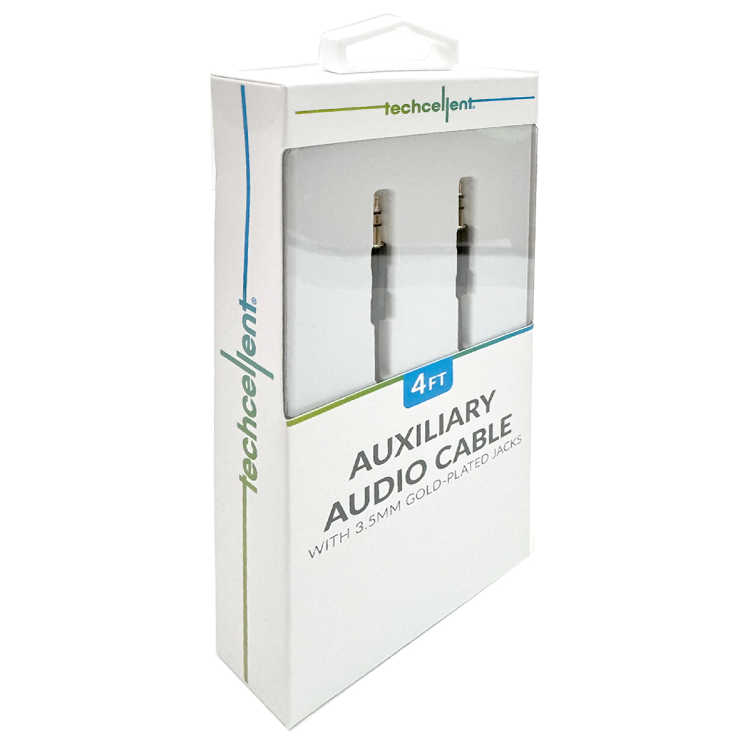 slide 2 of 4, Techcellent 4ft 3.5mm to 3.5mm audio jack, compatible with most 3.5mm devices, gold plated 3.5mm jack, PVC, black, 4 ft