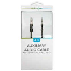 Techcellent 4ft 3.5mm to 3.5mm audio jack, compatible with most 3.5mm devices, gold plated 3.5mm jack, PVC, black