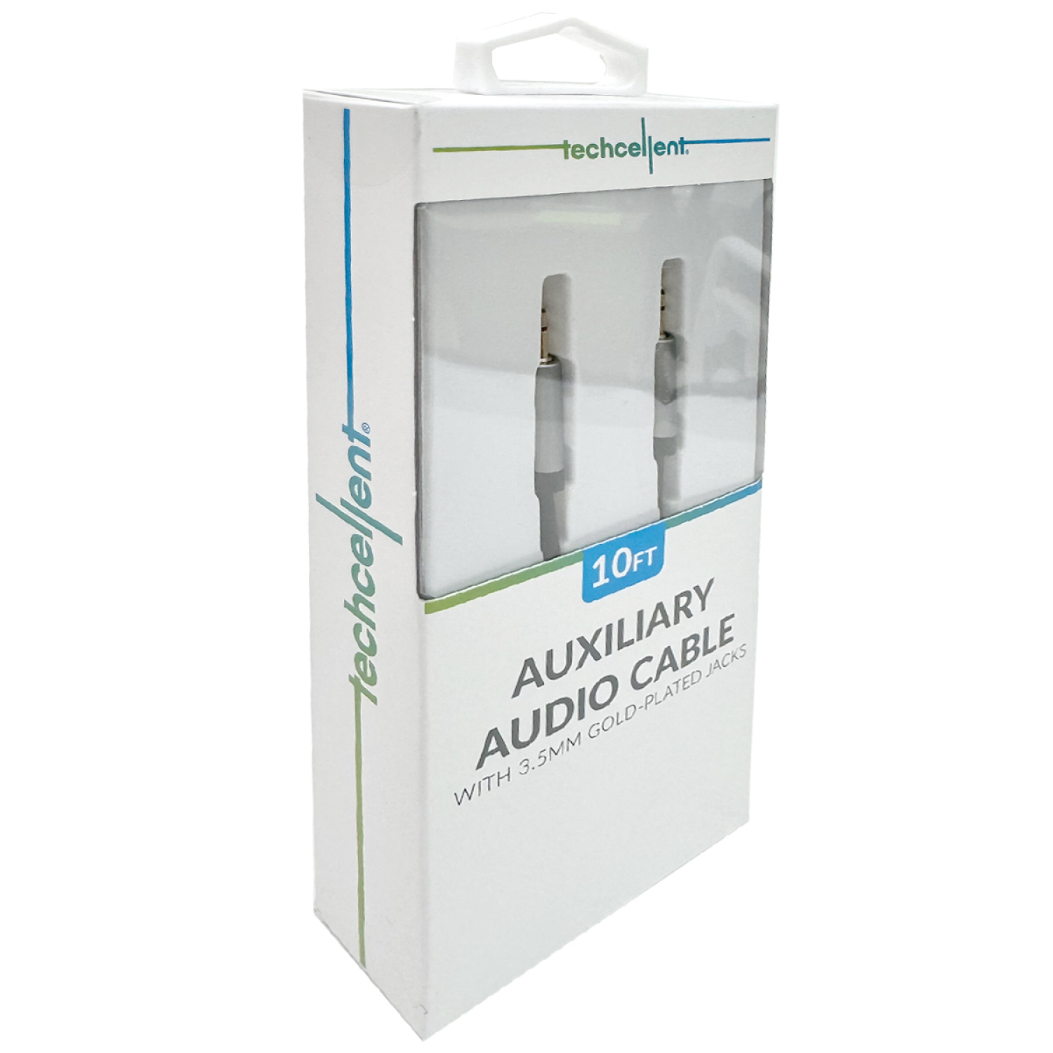 slide 2 of 4, Techcellent 10ft 3.5mm to 3.5mm audio jack, compatible with most 3.5mm devices, gold plated 3.5mm jack PVC, Black, 10 ft