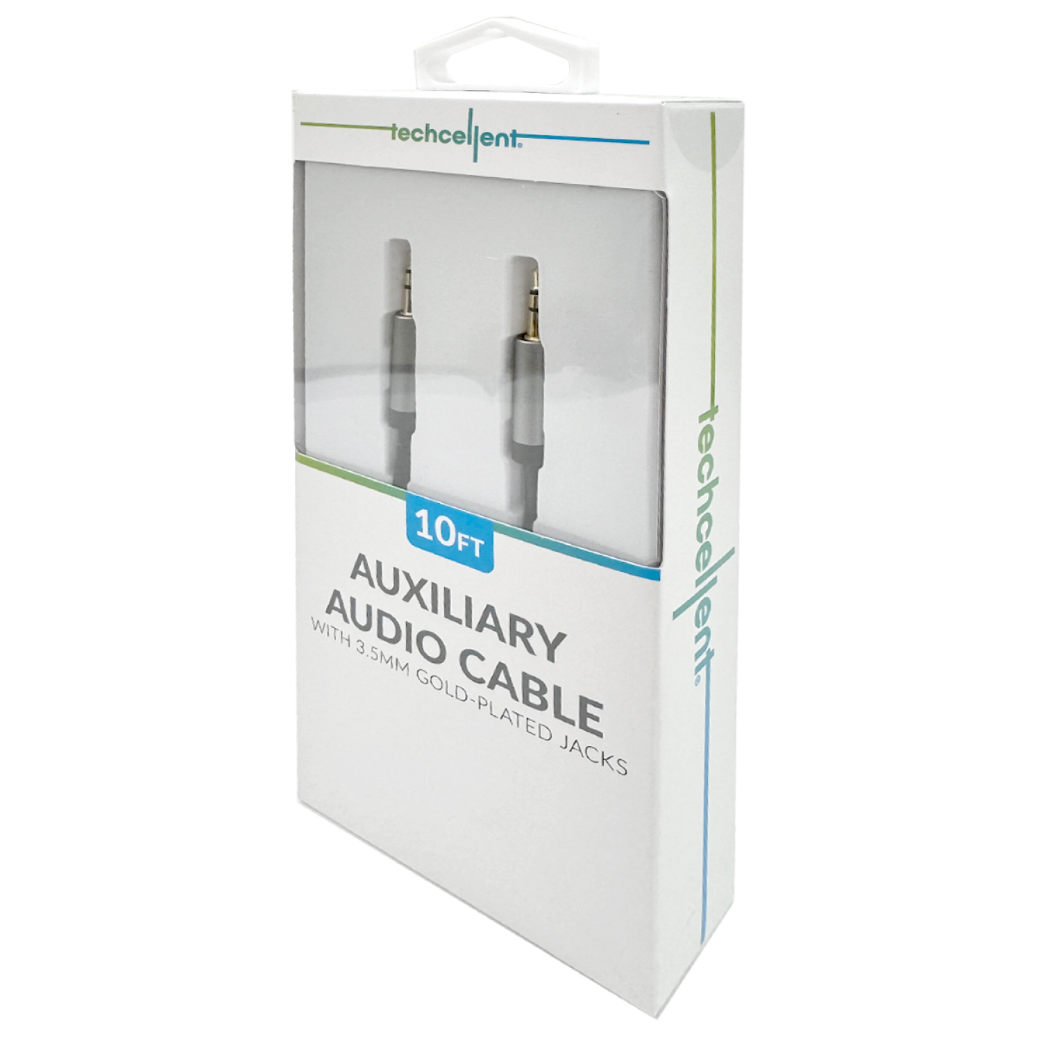 slide 3 of 4, Techcellent 10ft 3.5mm to 3.5mm audio jack, compatible with most 3.5mm devices, gold plated 3.5mm jack PVC, Black, 10 ft