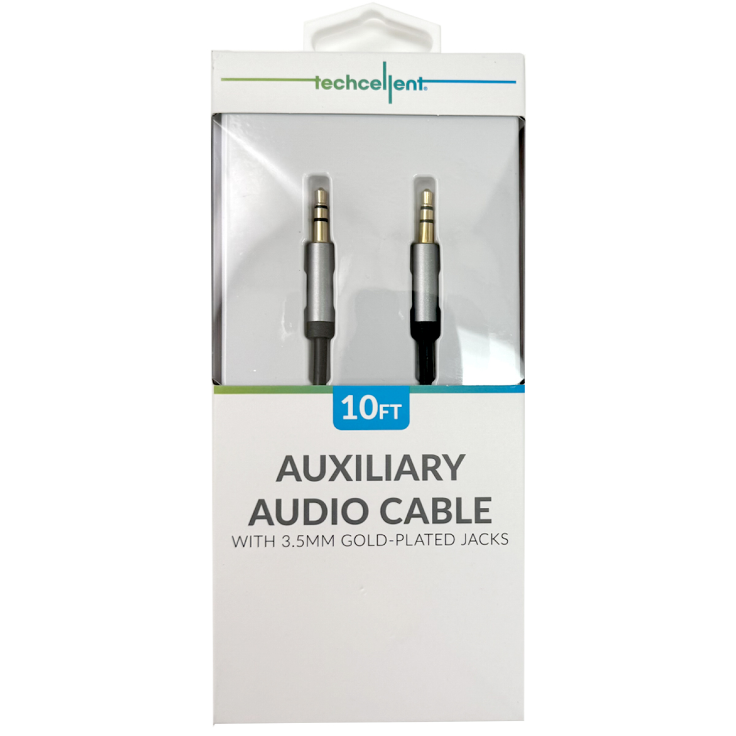slide 1 of 4, Techcellent 10ft 3.5mm to 3.5mm audio jack, compatible with most 3.5mm devices, gold plated 3.5mm jack PVC, Black, 10 ft