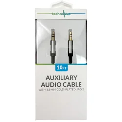 Techcellent 10ft 3.5mm to 3.5mm audio jack, compatible with most 3.5mm devices, gold plated 3.5mm jack PVC, Black