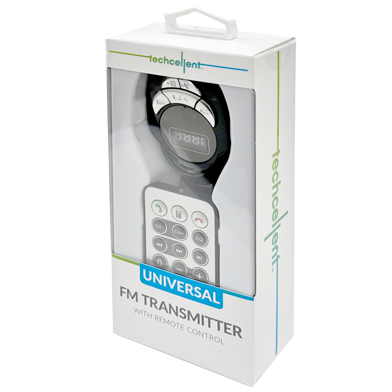 slide 3 of 3, Techcellent Universal FM Transmitter with hands free calling. LED Digital display. 3.1A USB Charging port, USB Flash MP3 Player, 1 ct