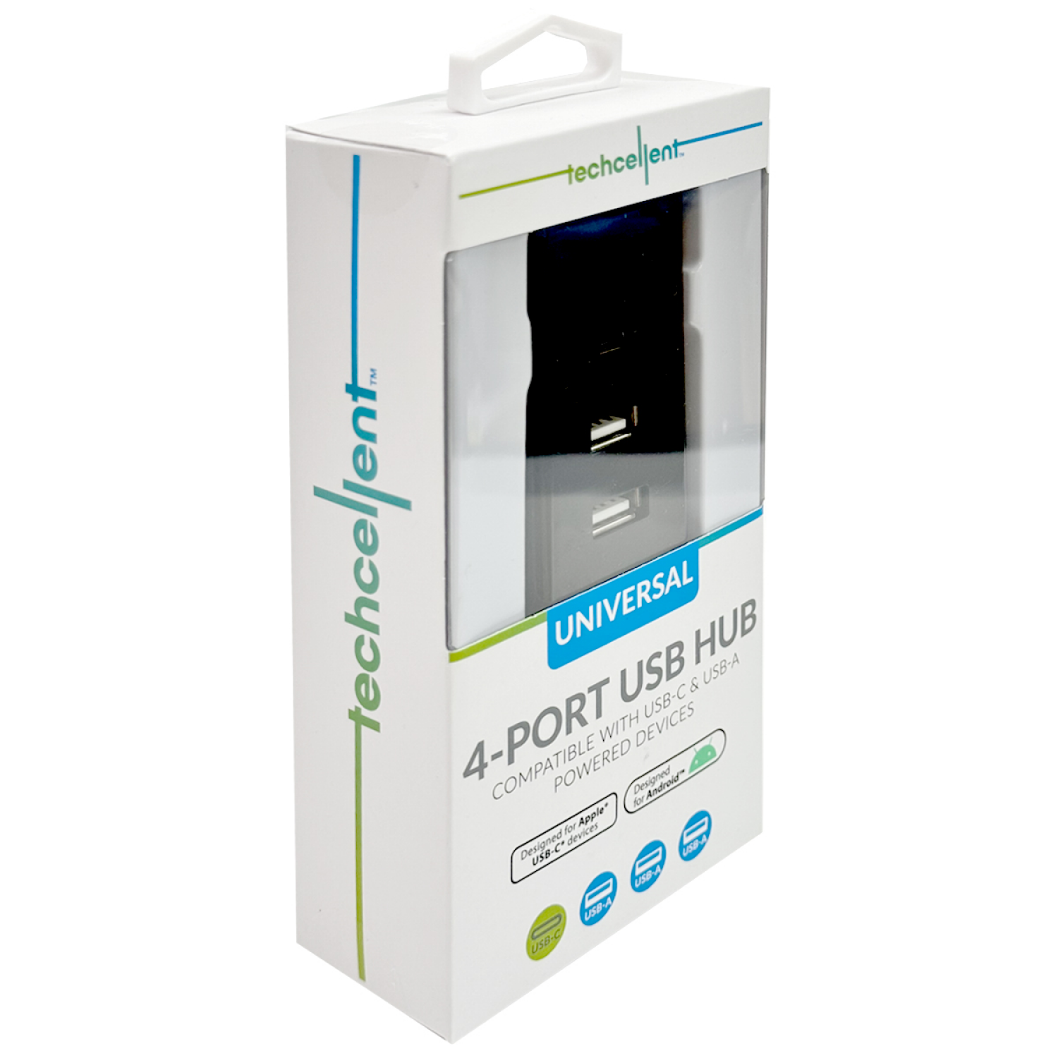 slide 2 of 4, Techcellent Universal 4 port USB hub, 3 USB-A & 1 USB-C port, 1 ct