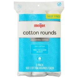 Meijer Premium Cotton Rounds, 3-Pack Of 100 Round